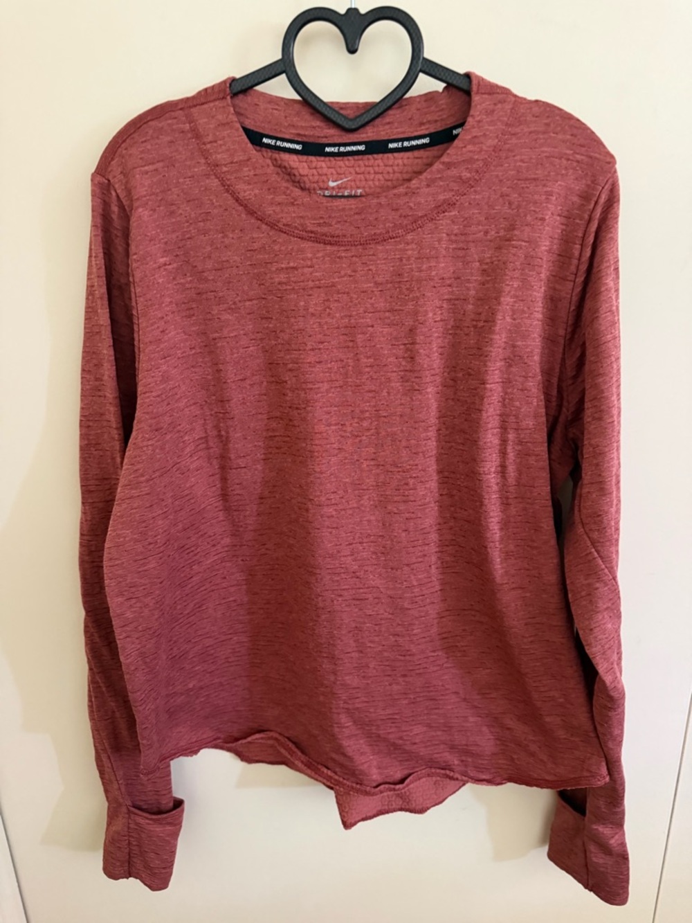 Nike Long Sleeve Heathered Red Running Top